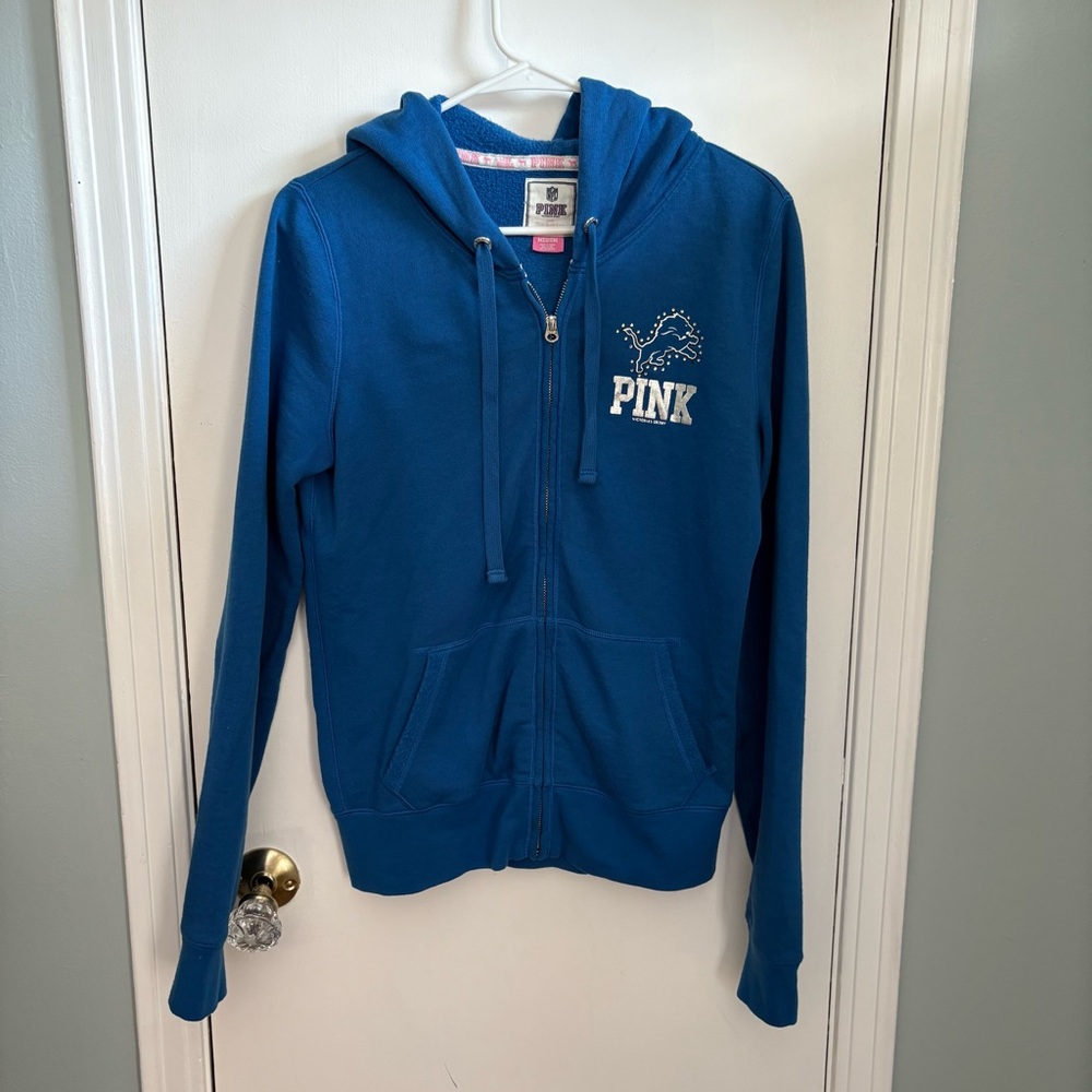 PINK Victoria's Secret Blue NFL Detroit Lions Hoodie